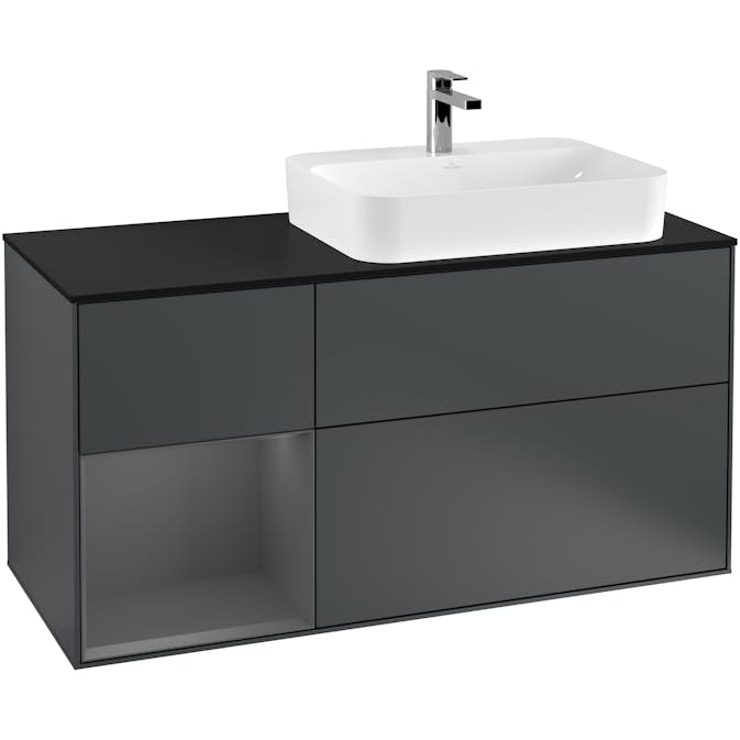 Tvättställsskåp Villeroy & Boch Finion med 3 Lådor Hylla och Bänkskiva för Ocentrerat Ytmonterat Tvättställ
