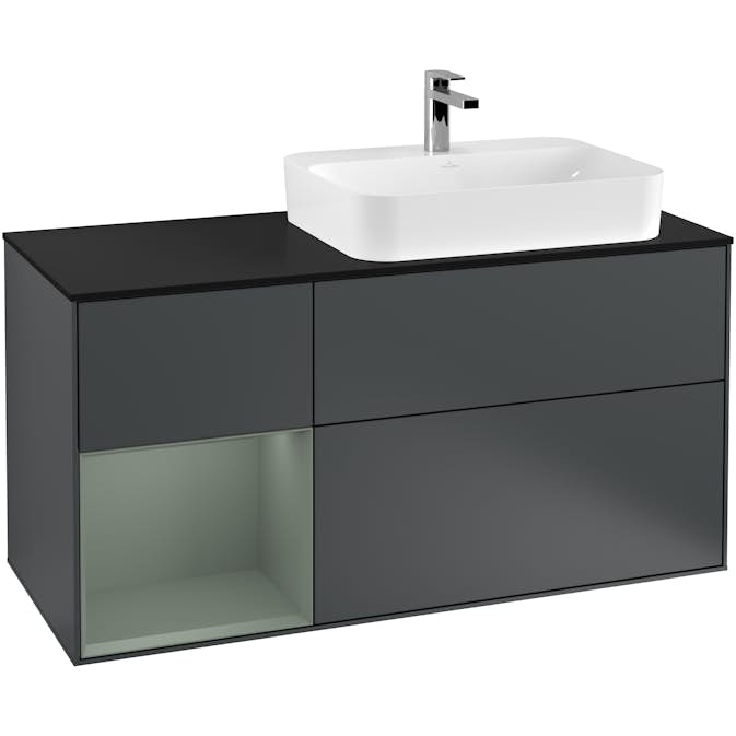 Tvättställsskåp Villeroy & Boch Finion med 3 Lådor Hylla och Bänkskiva för Ocentrerat Ytmonterat Tvättställ