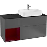 Tvättställsskåp Villeroy & Boch Finion med 3 Lådor Hylla och Bänkskiva för Ocentrerat Ytmonterat Tvättställ
