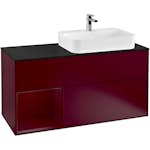 Tvättställsskåp Villeroy & Boch Finion med 3 Lådor Hylla och Bänkskiva för Ocentrerat Ytmonterat Tvättställ