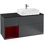 Tvättställsskåp Villeroy & Boch Finion med 3 Lådor Hylla och Bänkskiva för Ocentrerat Ytmonterat Tvättställ