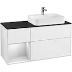 Tvättställsskåp Villeroy & Boch Finion med 3 Lådor Hylla och Bänkskiva för Ocentrerat Ytmonterat Tvättställ