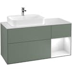 Tvättställsskåp Villeroy & Boch Finion med 3 Lådor Hylla och Bänkskiva för Ocentrerat Ytmonterat Tvättställ