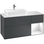 Tvättställsskåp Villeroy & Boch Finion med 3 Lådor Hylla och Bänkskiva för Ocentrerat Ytmonterat Tvättställ