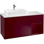 Tvättställsskåp Villeroy & Boch Finion med 3 Lådor Hylla och Bänkskiva för Ocentrerat Ytmonterat Tvättställ