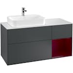 Tvättställsskåp Villeroy & Boch Finion med 3 Lådor Hylla och Bänkskiva för Ocentrerat Ytmonterat Tvättställ