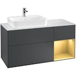 Tvättställsskåp Villeroy & Boch Finion med 3 Lådor Hylla och Bänkskiva för Ocentrerat Ytmonterat Tvättställ