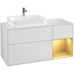 Tvättställsskåp Villeroy & Boch Finion med 3 Lådor Hylla och Bänkskiva för Ocentrerat Ytmonterat Tvättställ