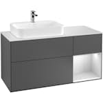 Tvättställsskåp Villeroy & Boch Finion med 3 Lådor Hylla och Bänkskiva för Ocentrerat Ytmonterat Tvättställ