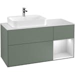 Tvättställsskåp Villeroy & Boch Finion med 3 Lådor Hylla och Bänkskiva för Ocentrerat Ytmonterat Tvättställ