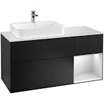 Tvättställsskåp Villeroy & Boch Finion med 3 Lådor Hylla och Bänkskiva för Ocentrerat Ytmonterat Tvättställ