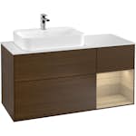 Tvättställsskåp Villeroy & Boch Finion med 3 Lådor Hylla och Bänkskiva för Ocentrerat Ytmonterat Tvättställ