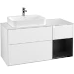 Tvättställsskåp Villeroy & Boch Finion med 3 Lådor Hylla och Bänkskiva för Ocentrerat Ytmonterat Tvättställ