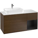 Tvättställsskåp Villeroy & Boch Finion med 3 Lådor Hylla och Bänkskiva för Ocentrerat Ytmonterat Tvättställ