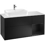 Tvättställsskåp Villeroy & Boch Finion med 3 Lådor Hylla och Bänkskiva för Ocentrerat Ytmonterat Tvättställ