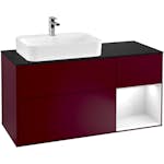 Tvättställsskåp Villeroy & Boch Finion med 3 Lådor Hylla och Bänkskiva för Ocentrerat Ytmonterat Tvättställ