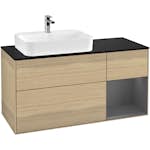 Tvättställsskåp Villeroy & Boch Finion med 3 Lådor Hylla och Bänkskiva för Ocentrerat Ytmonterat Tvättställ