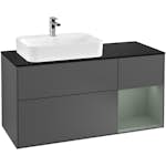 Tvättställsskåp Villeroy & Boch Finion med 3 Lådor Hylla och Bänkskiva för Ocentrerat Ytmonterat Tvättställ