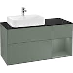 Tvättställsskåp Villeroy & Boch Finion med 3 Lådor Hylla och Bänkskiva för Ocentrerat Ytmonterat Tvättställ
