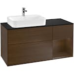 Tvättställsskåp Villeroy & Boch Finion med 3 Lådor Hylla och Bänkskiva för Ocentrerat Ytmonterat Tvättställ