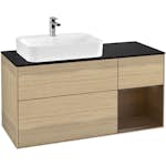 Tvättställsskåp Villeroy & Boch Finion med 3 Lådor Hylla och Bänkskiva för Ocentrerat Ytmonterat Tvättställ