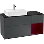 Tvättställsskåp Villeroy & Boch Finion med 3 Lådor Hylla och Bänkskiva för Ocentrerat Ytmonterat Tvättställ