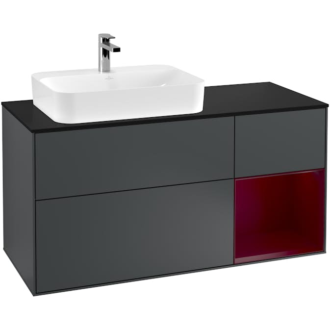 Tvättställsskåp Villeroy & Boch Finion med 3 Lådor Hylla och Bänkskiva för Ocentrerat Ytmonterat Tvättställ