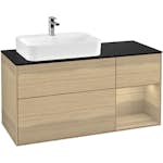 Tvättställsskåp Villeroy & Boch Finion med 3 Lådor Hylla och Bänkskiva för Ocentrerat Ytmonterat Tvättställ