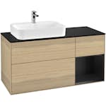 Tvättställsskåp Villeroy & Boch Finion med 3 Lådor Hylla och Bänkskiva för Ocentrerat Ytmonterat Tvättställ