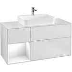 Tvättställsskåp Villeroy & Boch Finion med 3 Lådor Hylla och Bänkskiva för Ytmonterat Tvättställ