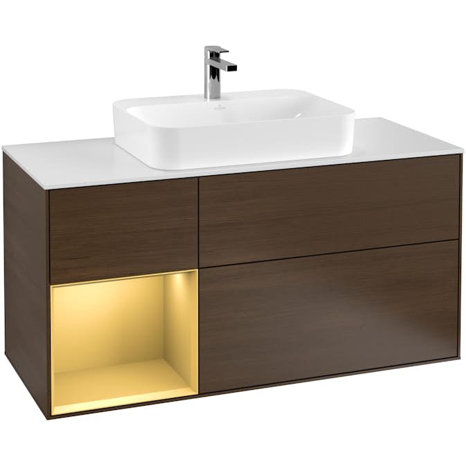 Tvättställsskåp Villeroy & Boch Finion med 3 Lådor Hylla och Bänkskiva för Ytmonterat Tvättställ