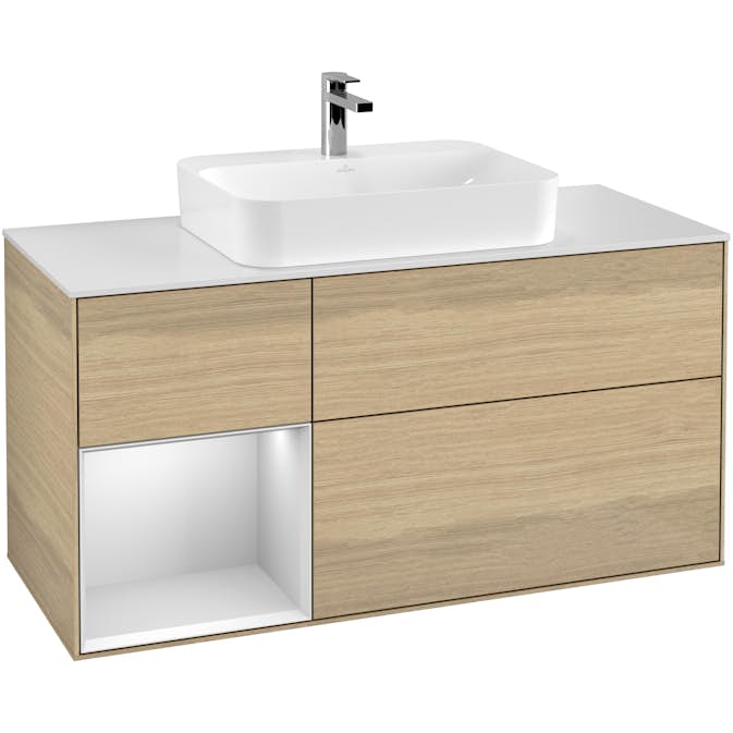 Tvättställsskåp Villeroy & Boch Finion med 3 Lådor Hylla och Bänkskiva för Ytmonterat Tvättställ