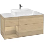 Tvättställsskåp Villeroy & Boch Finion med 3 Lådor Hylla och Bänkskiva för Ytmonterat Tvättställ