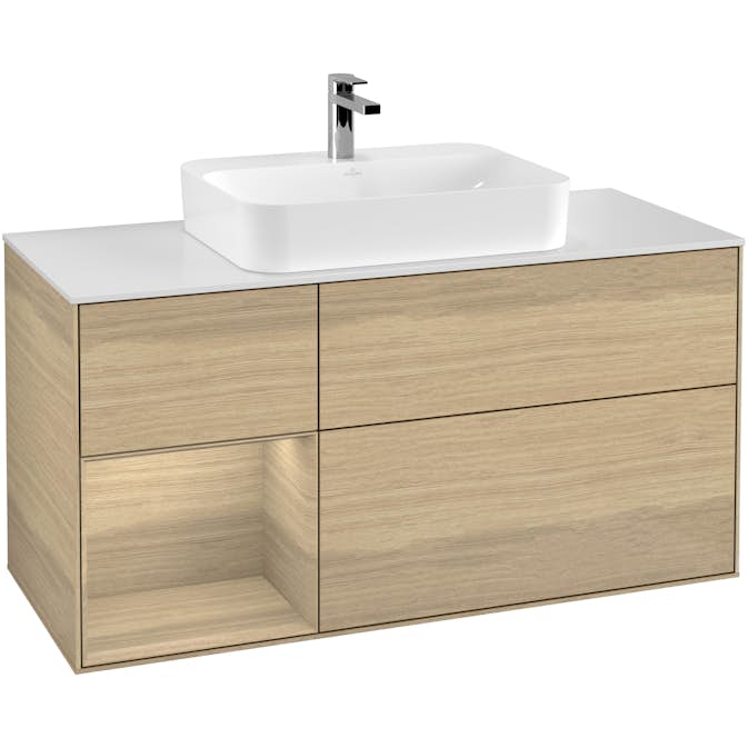 Tvättställsskåp Villeroy & Boch Finion med 3 Lådor Hylla och Bänkskiva för Ytmonterat Tvättställ