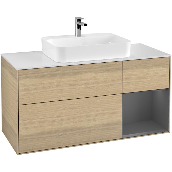 Tvättställsskåp Villeroy & Boch Finion med 3 Lådor Hylla och Bänkskiva för Ytmonterat Tvättställ