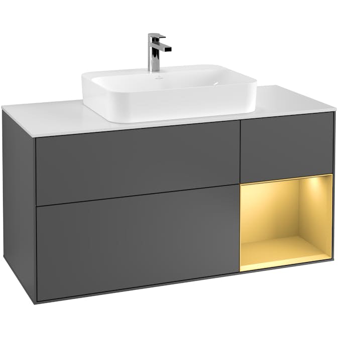 Tvättställsskåp Villeroy & Boch Finion med 3 Lådor Hylla och Bänkskiva för Ytmonterat Tvättställ