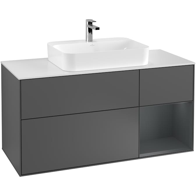 Tvättställsskåp Villeroy & Boch Finion med 3 Lådor Hylla och Bänkskiva för Ytmonterat Tvättställ