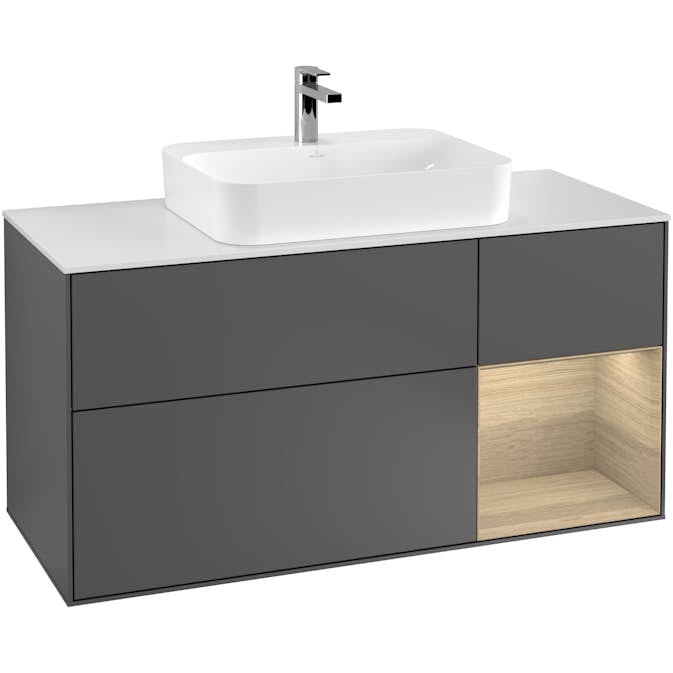 Tvättställsskåp Villeroy & Boch Finion med 3 Lådor Hylla och Bänkskiva för Ytmonterat Tvättställ