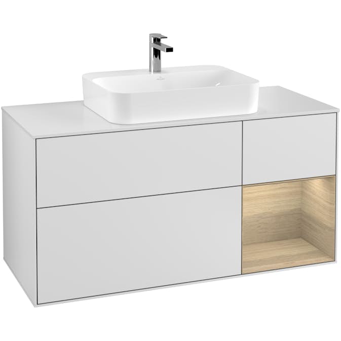 Tvättställsskåp Villeroy & Boch Finion med 3 Lådor Hylla och Bänkskiva för Ytmonterat Tvättställ