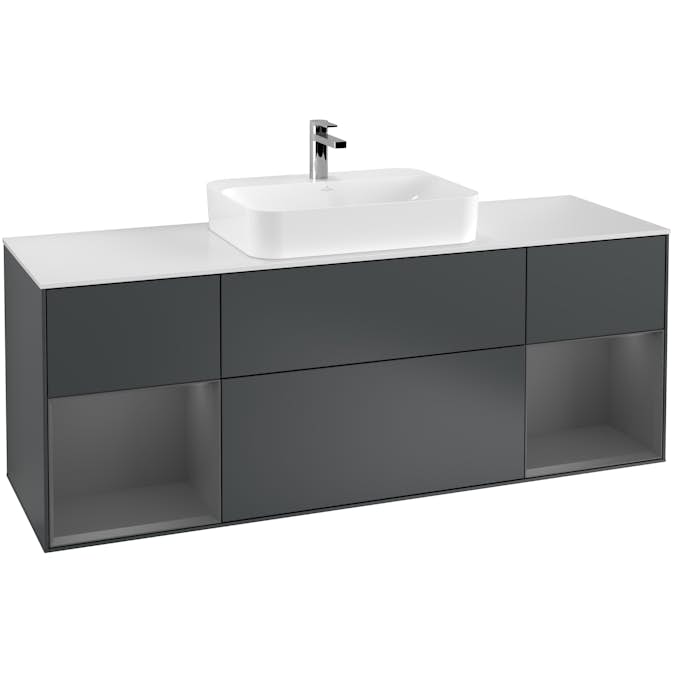 Tvättställsskåp Villeroy & Boch Finion med Två Hyllor och Bänkskiva för Ytmonterat Tvättställ