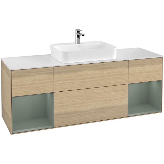 Tvättställsskåp Villeroy & Boch Finion med Två Hyllor och Bänkskiva för Ytmonterat Tvättställ