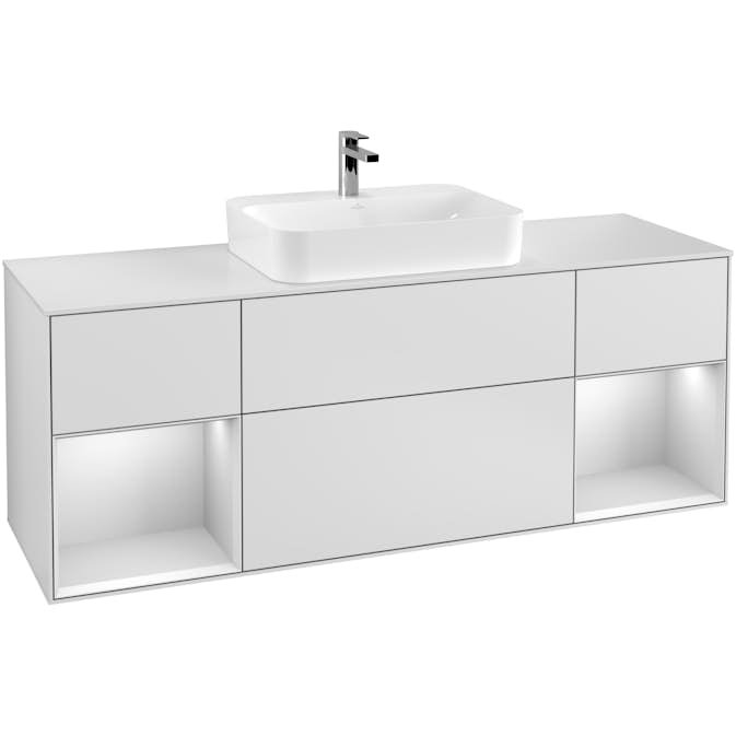 Tvättställsskåp Villeroy & Boch Finion med Två Hyllor och Bänkskiva för Ytmonterat Tvättställ