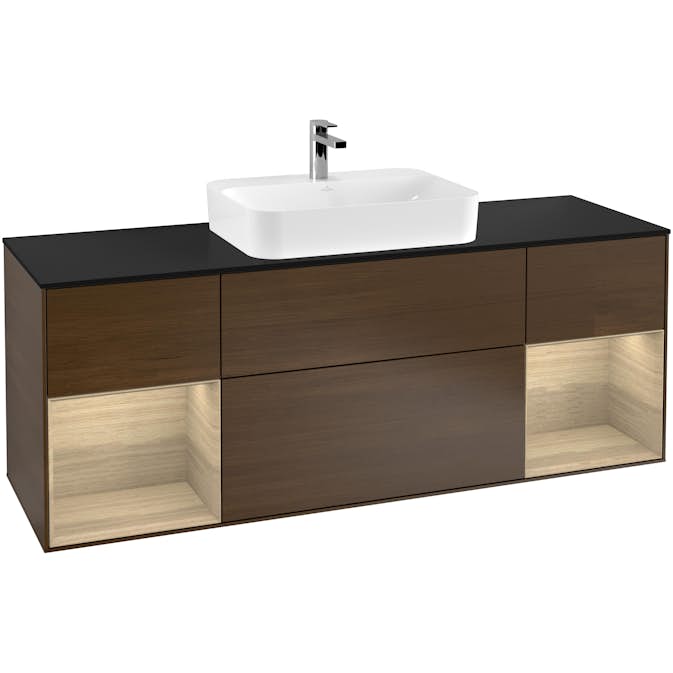 Tvättställsskåp Villeroy & Boch Finion med Två Hyllor och Bänkskiva för Ytmonterat Tvättställ