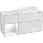 Tvättställsskåp Villeroy & Boch Finion med 3 Lådor Hylla och Bänkskiva för Ocentrerat Fristående Tvättställ