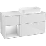 Tvättställsskåp Villeroy & Boch Finion med 3 Lådor Hylla och Bänkskiva för Ocentrerat Fristående Tvättställ