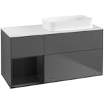 Tvättställsskåp Villeroy & Boch Finion med 3 Lådor Hylla och Bänkskiva för Ocentrerat Fristående Tvättställ