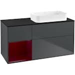 Tvättställsskåp Villeroy & Boch Finion med 3 Lådor Hylla och Bänkskiva för Ocentrerat Fristående Tvättställ