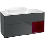 Tvättställsskåp Villeroy & Boch Finion med 3 Lådor Hylla och Bänkskiva för Ocentrerat Fristående Tvättställ