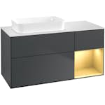 Tvättställsskåp Villeroy & Boch Finion med 3 Lådor Hylla och Bänkskiva för Ocentrerat Fristående Tvättställ