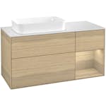 Tvättställsskåp Villeroy & Boch Finion med 3 Lådor Hylla och Bänkskiva för Ocentrerat Fristående Tvättställ